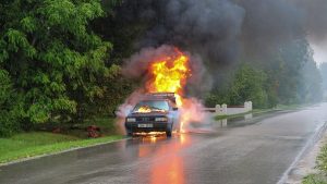 Accident with Vehicle Fire on I-93