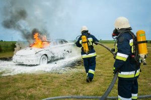 Rollover Crash with Fire on I-495